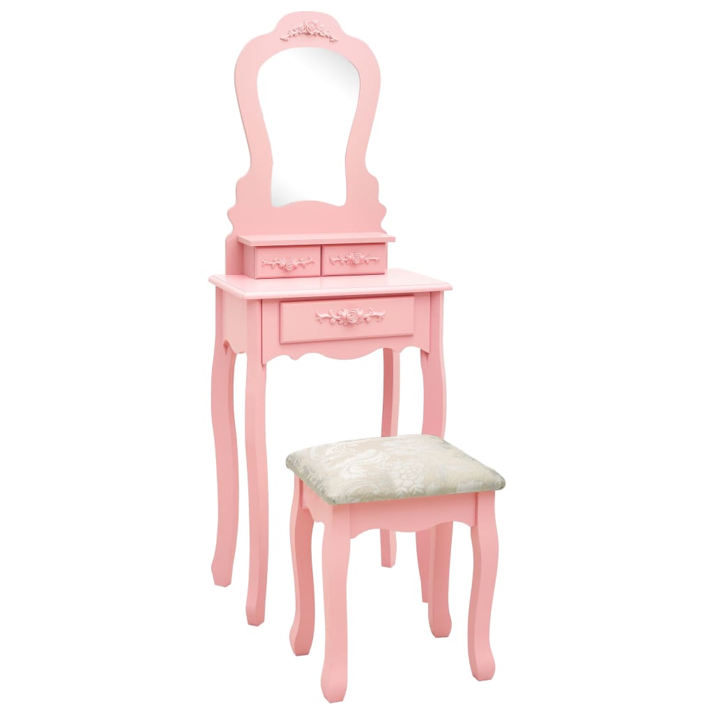 Set Masă De Toaletă Cu Taburet 50X59X136 Cm Paulownia