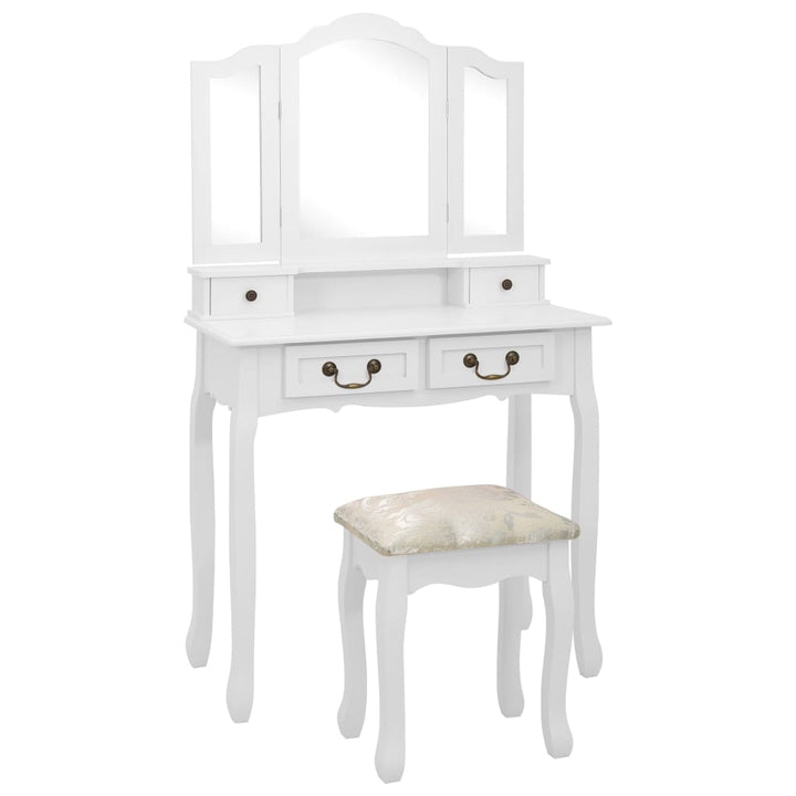 Set Masă Toaletă Cu Taburet 80X69X141 Cm Lemn Paulownia