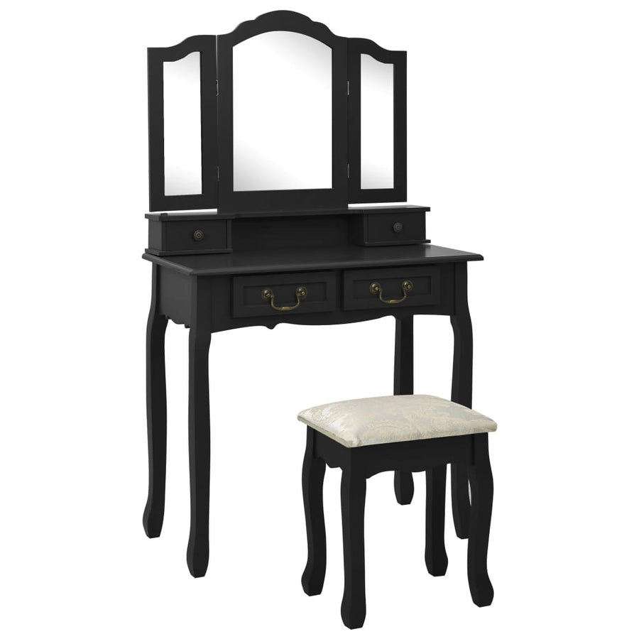 Set Masă Toaletă Cu Taburet 80X69X141 Cm Lemn Paulownia