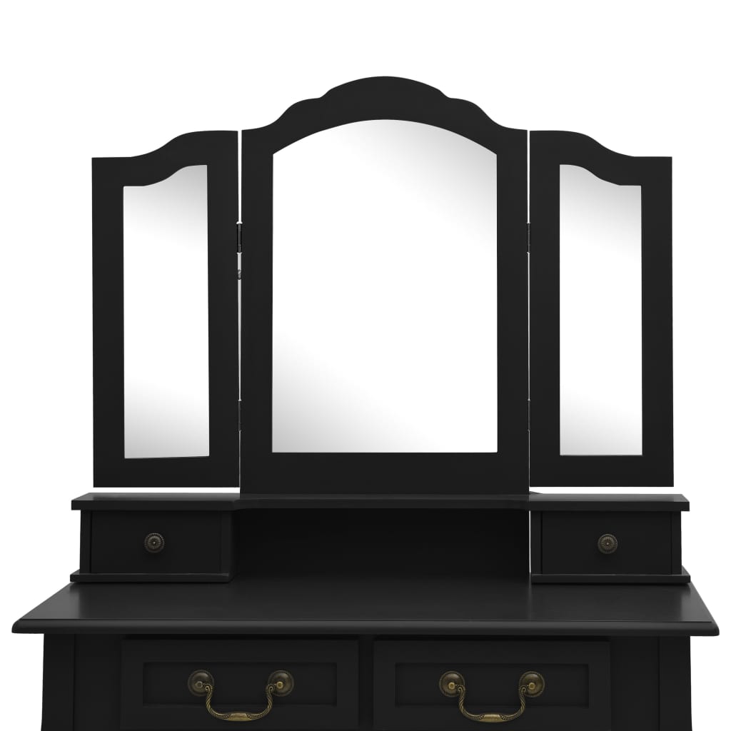 Set Masă Toaletă Cu Taburet 80X69X141 Cm Lemn Paulownia