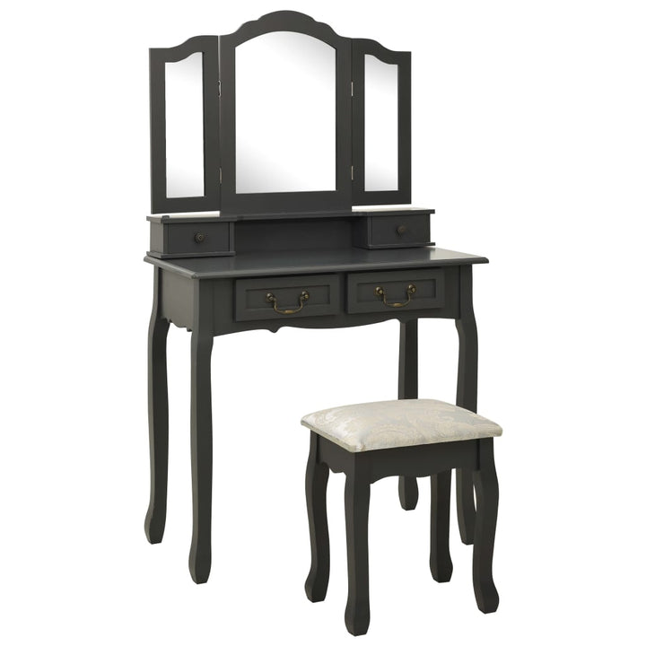 Set Masă Toaletă Cu Taburet 80X69X141 Cm Lemn Paulownia