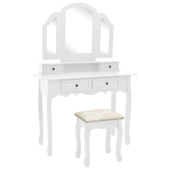 Set Masă De Toaletă Cu Taburet 100X40X146 Cm Lemn Paulownia