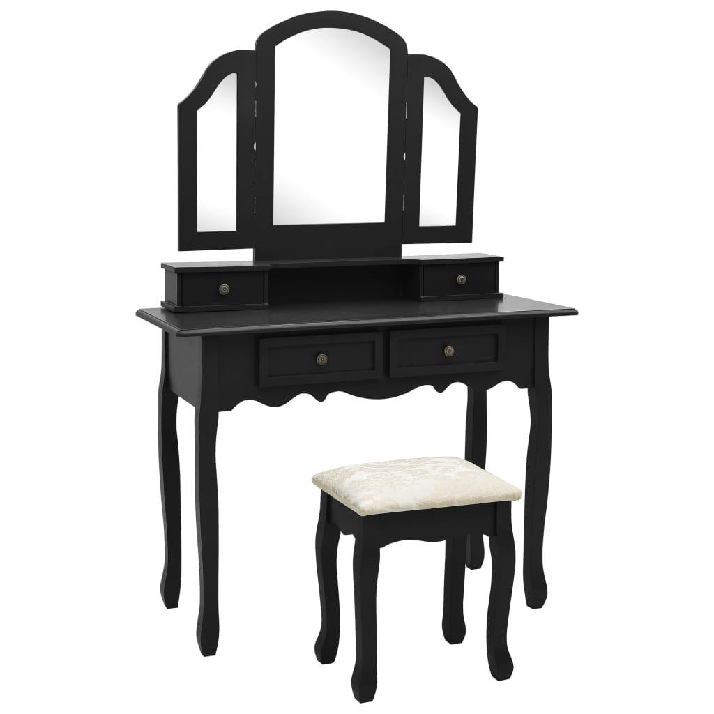Set Masă De Toaletă Cu Taburet 100X40X146 Cm Lemn Paulownia