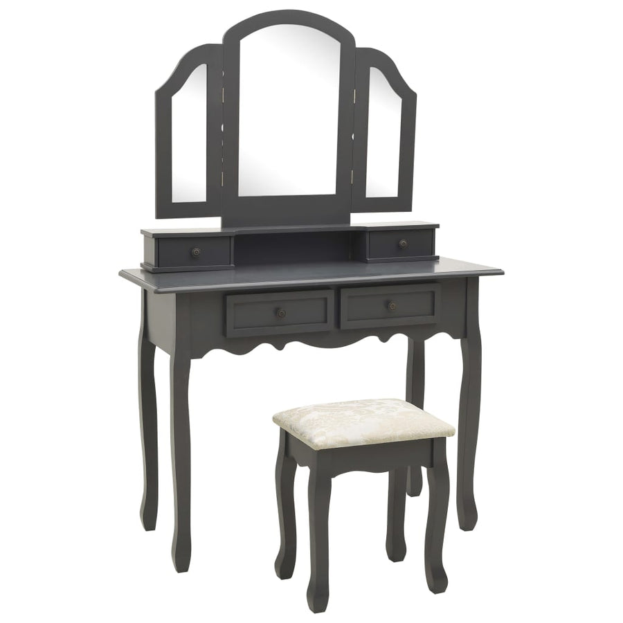Set Masă De Toaletă Cu Taburet 100X40X146 Cm Lemn Paulownia