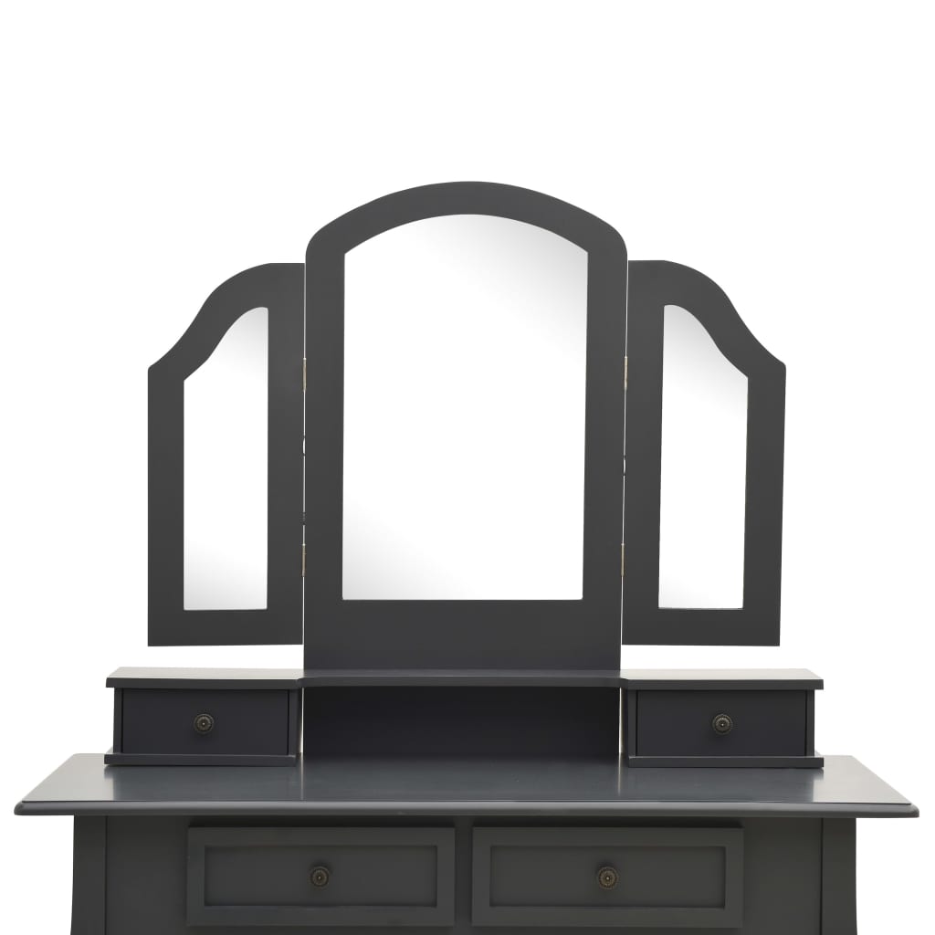 Set Masă De Toaletă Cu Taburet 100X40X146 Cm Lemn Paulownia