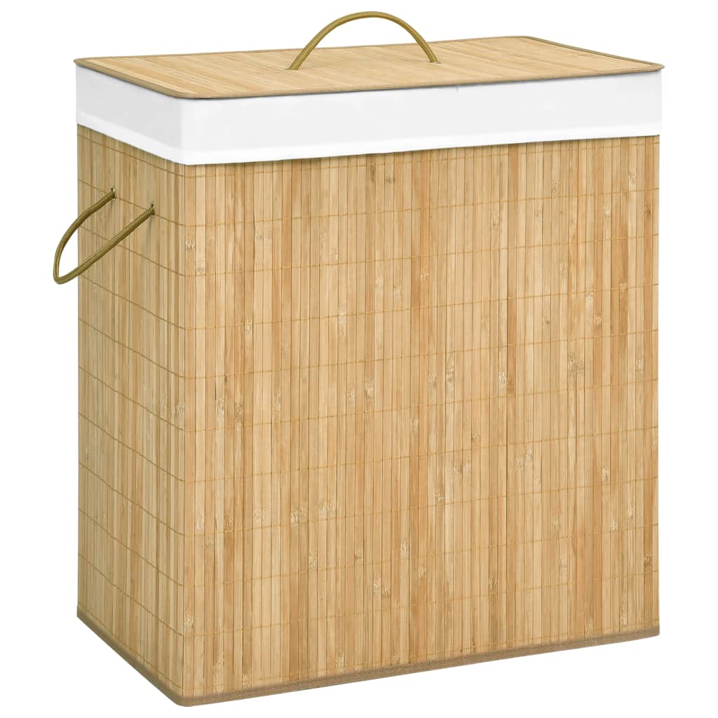 Coș De Rufe Din Bambus Cu 2 Secțiuni, 72 L