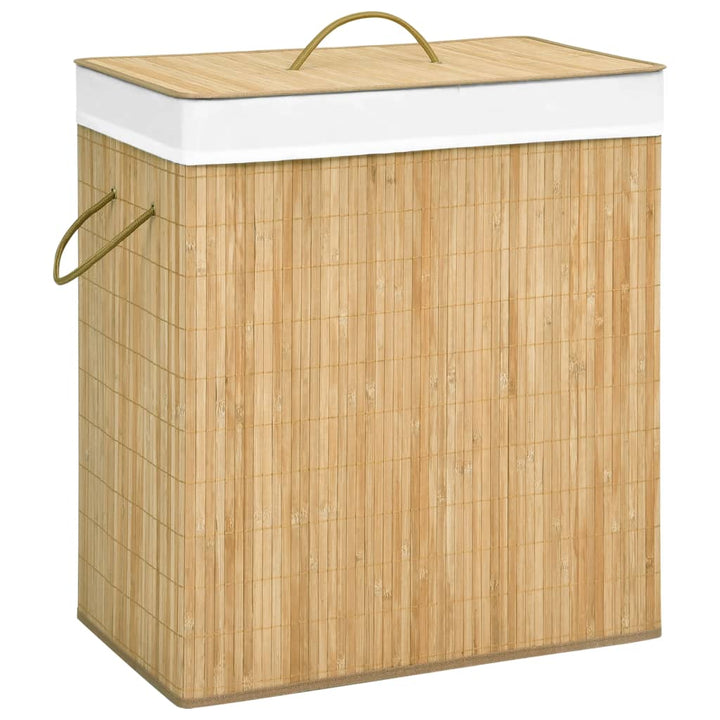Coș De Rufe Din Bambus Cu 2 Secțiuni, 72 L