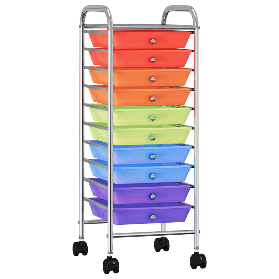 Cărucior De Depozitare Mobil Cu 10 Sertare, Multicolor, Plastic