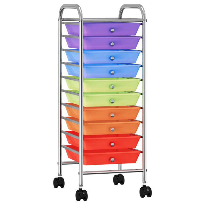 Cărucior De Depozitare Mobil Cu 10 Sertare, Multicolor, Plastic