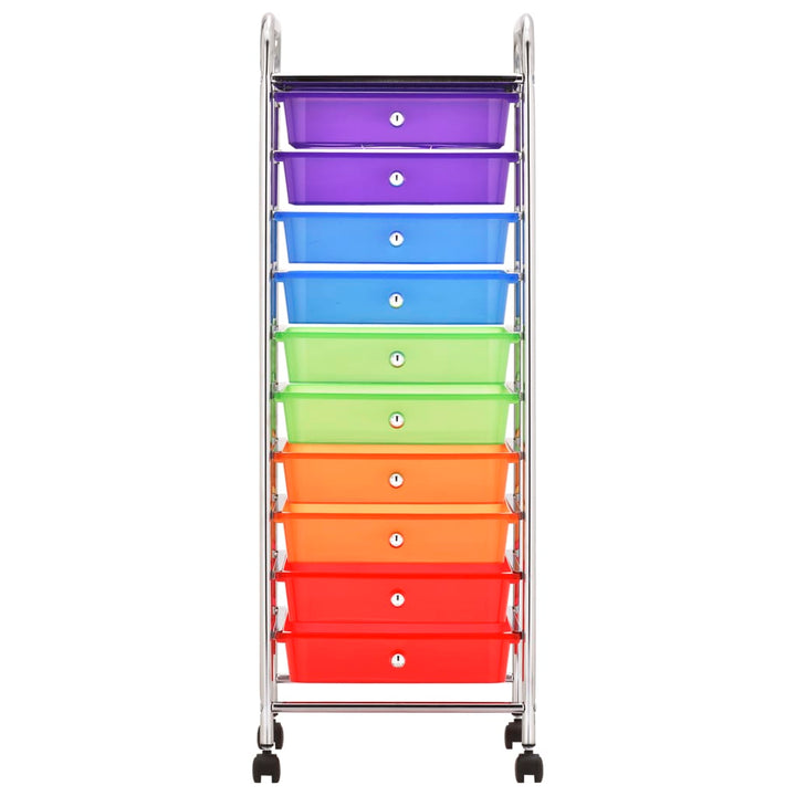 Cărucior De Depozitare Mobil Cu 10 Sertare, Multicolor, Plastic