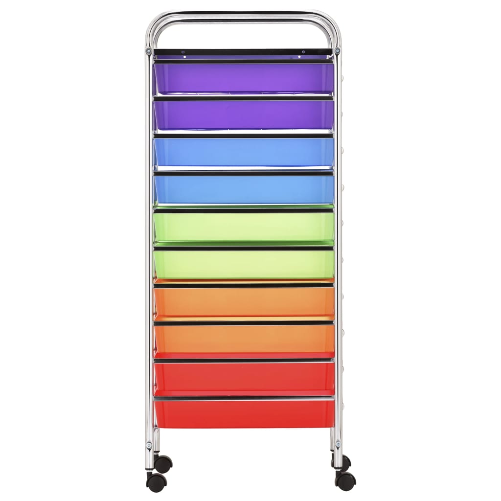 Cărucior De Depozitare Mobil Cu 10 Sertare, Multicolor, Plastic