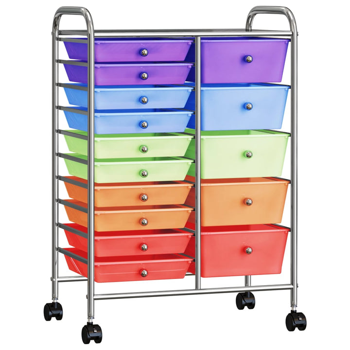 Cărucior De Depozitare Mobil Cu 10 Sertare, Multicolor, Plastic