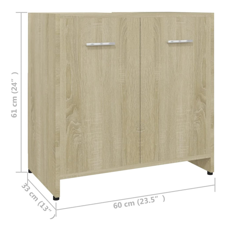 Dulap De Baie, Stejar Sonoma, 60X33X61 Cm, Lemn Prelucrat