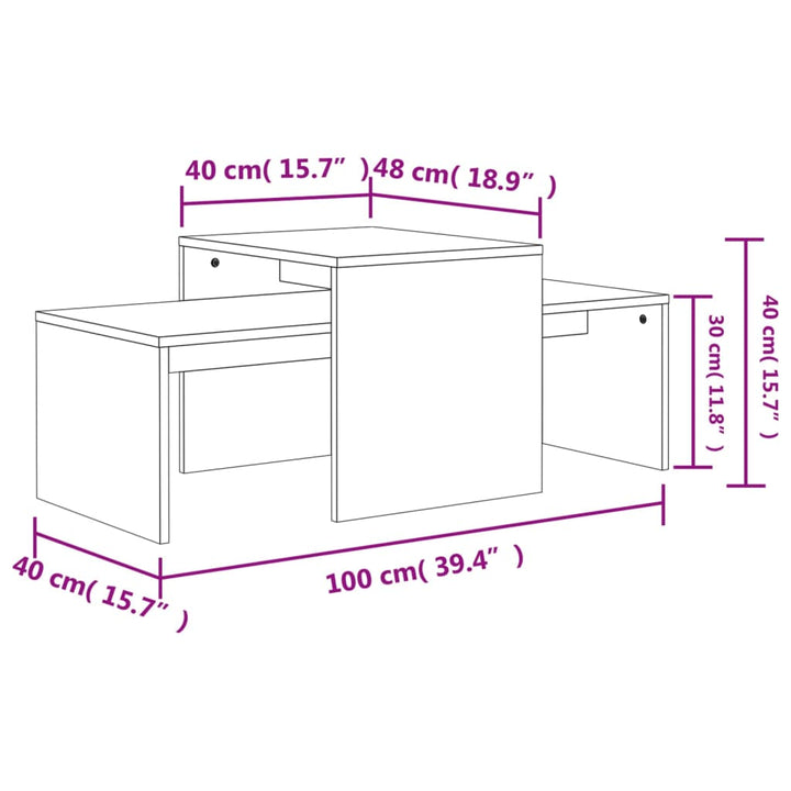 Set Măsuțe De Cafea, , 100X48X40Cm, Lemn Prelucrat