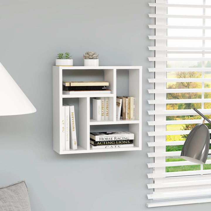 Raft De Perete Alb Extralucios 45,1X16X45,1 Cm Lemn Prelucrat