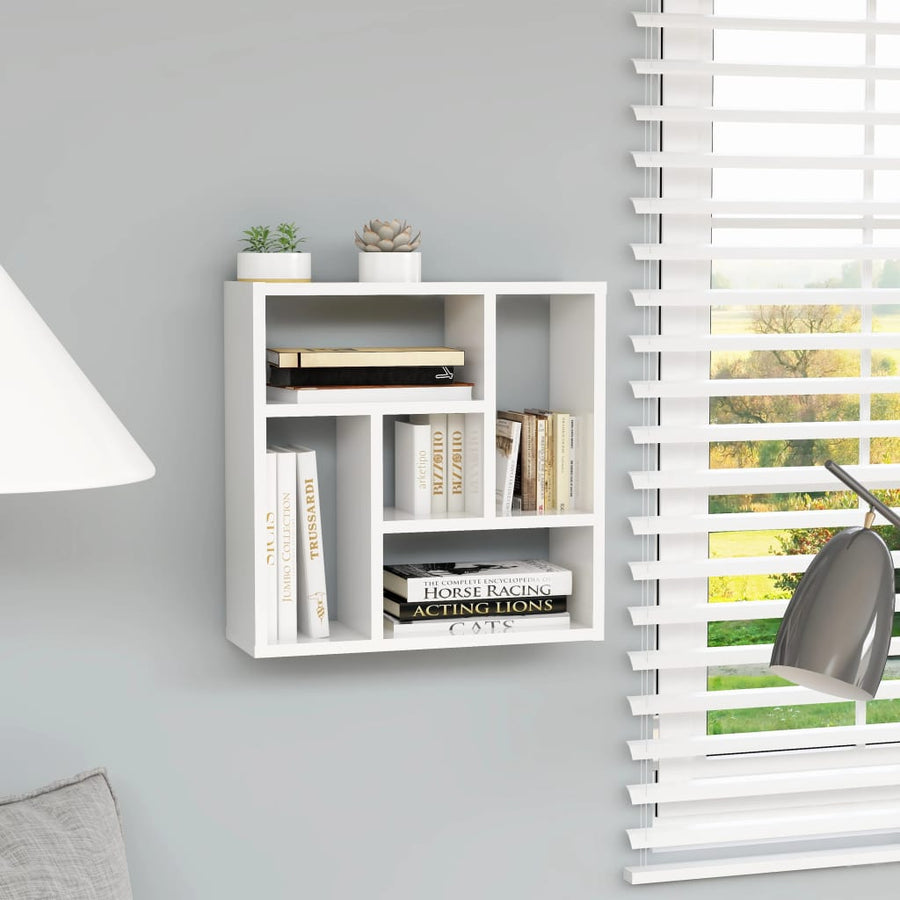 Raft De Perete Alb Extralucios 45,1X16X45,1 Cm Lemn Prelucrat