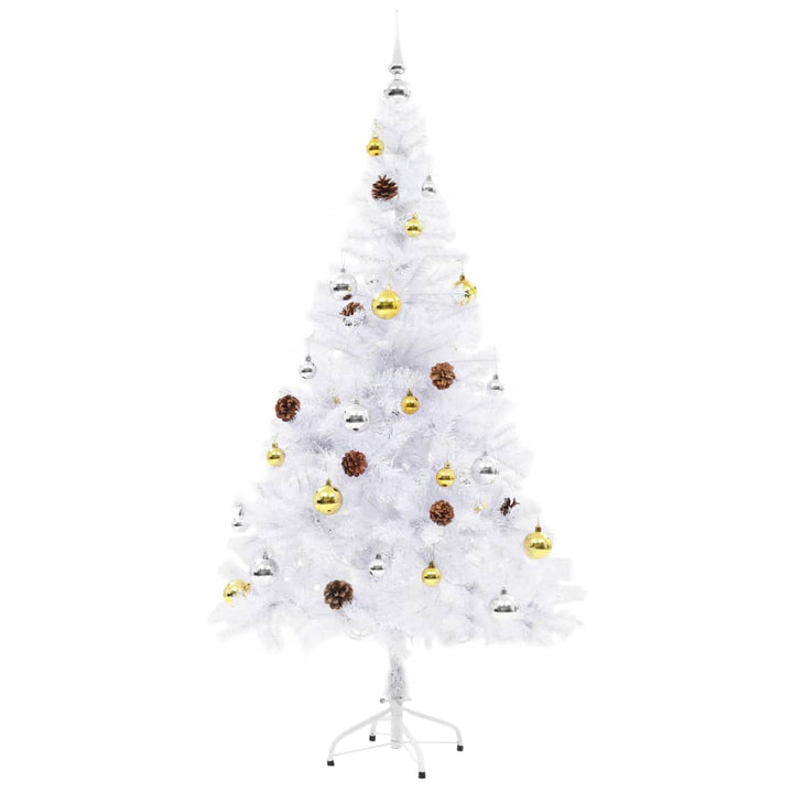 Brad De Crăciun Artificial Pre-Iluminat Cu Globuri, , 150 Cm