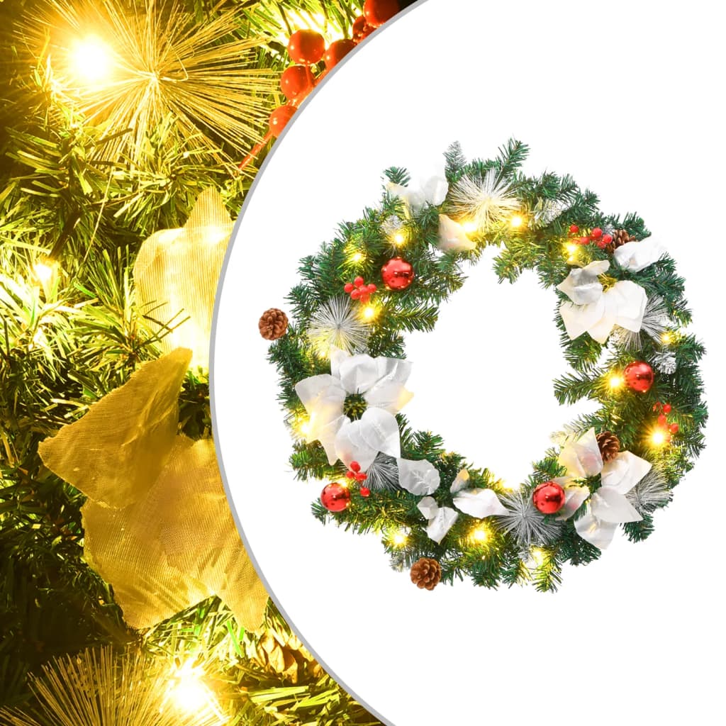 Coroniță De Crăciun Cu Becuri Led, Verde, 60 Cm, Pvc