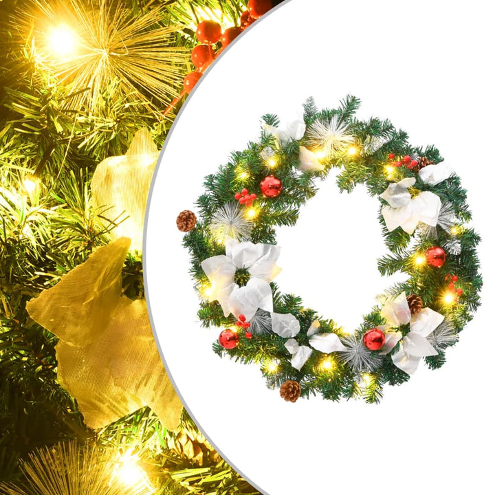 Coroniță De Crăciun Cu Becuri Led, Verde, 60 Cm, Pvc