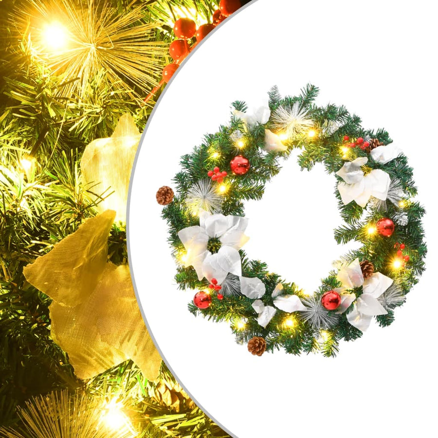 Coroniță De Crăciun Cu Becuri Led, Verde, 60 Cm, Pvc