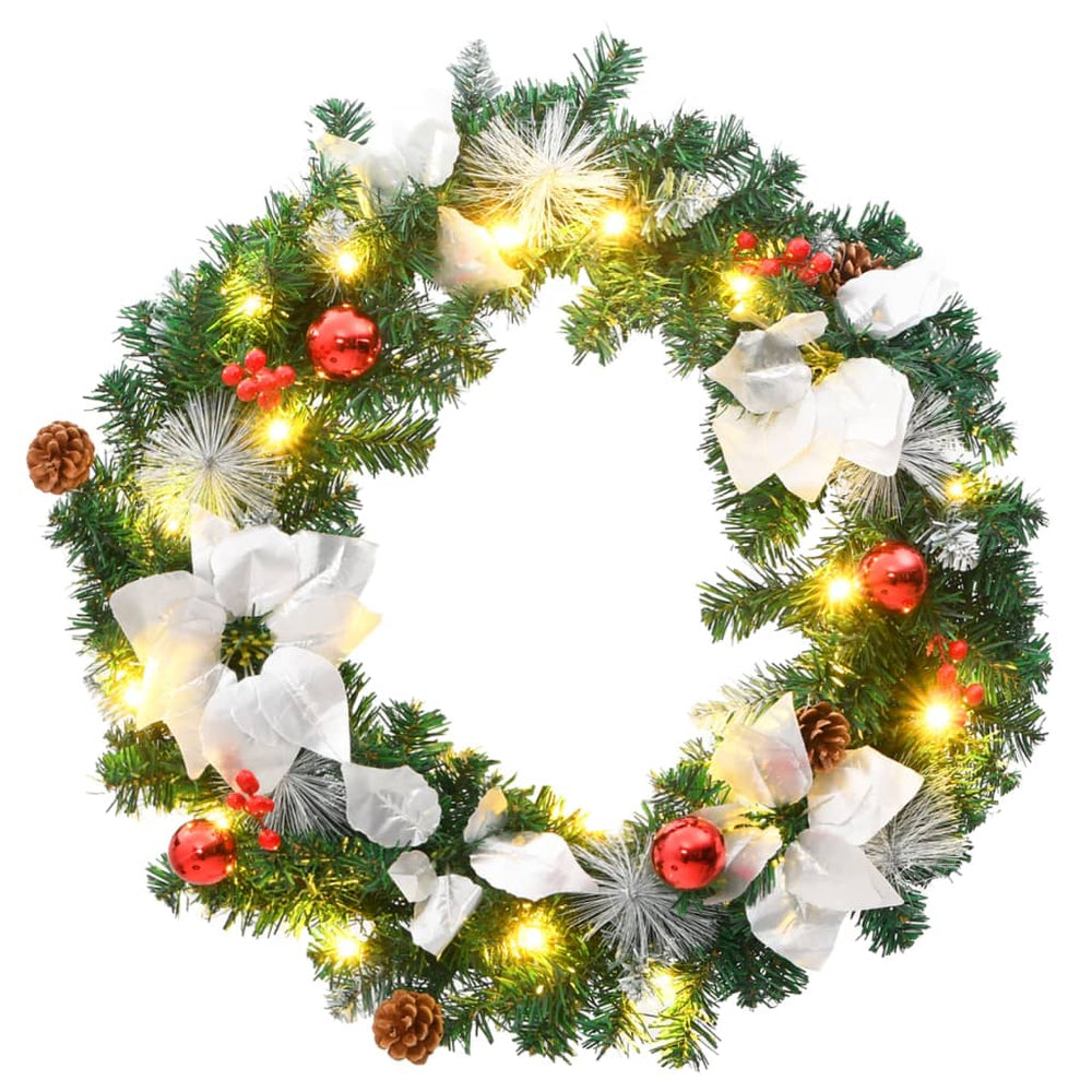 Coroniță De Crăciun Cu Becuri Led, Verde, 60 Cm, Pvc