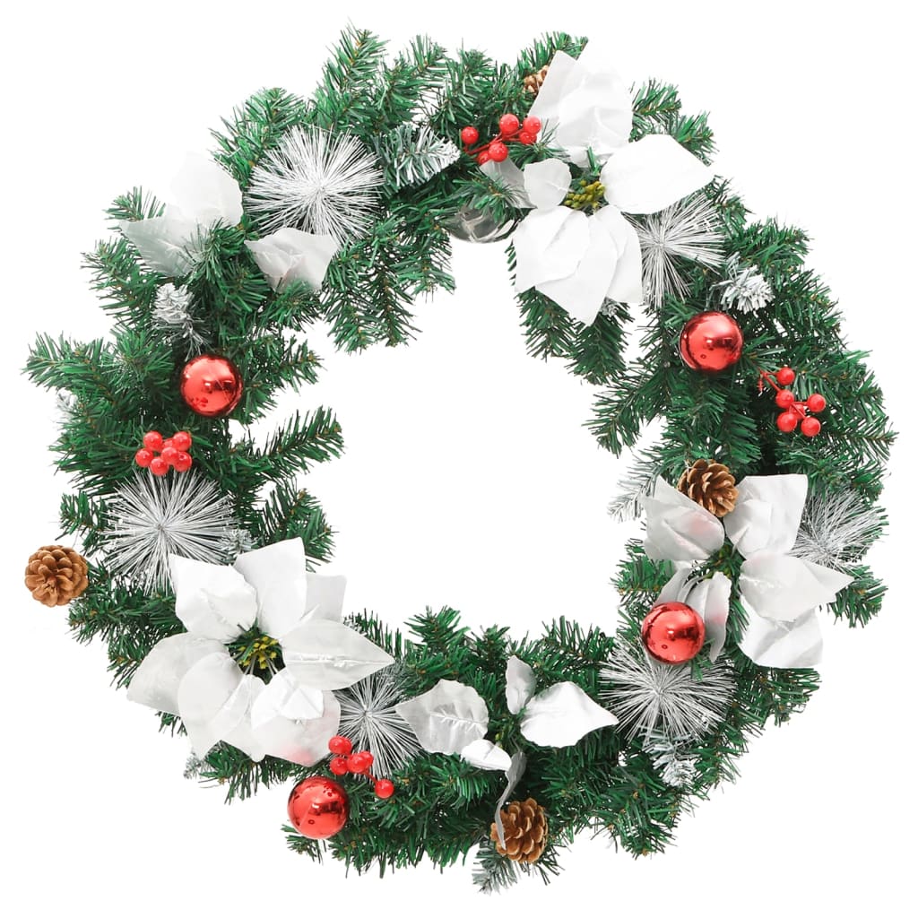 Coroniță De Crăciun Cu Becuri Led, Verde, 60 Cm, Pvc