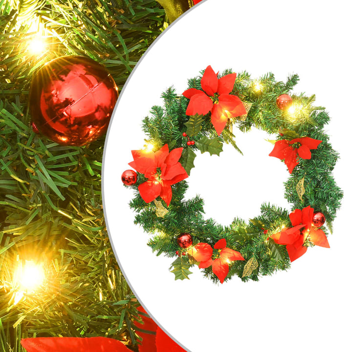 Coroniță De Crăciun Cu Becuri Led, Verde, 60 Cm, Pvc