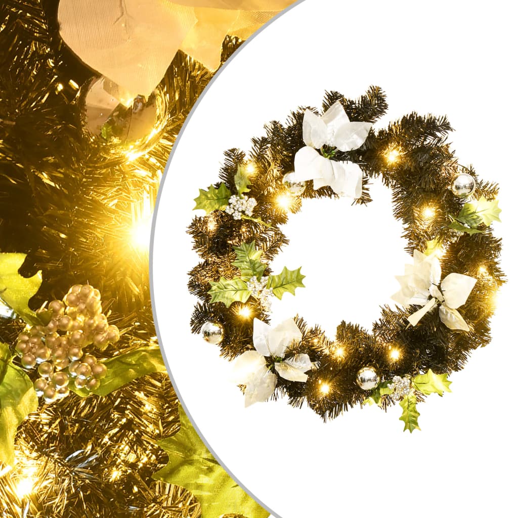 Coroniță De Crăciun Cu Becuri Led, Verde, 60 Cm, Pvc