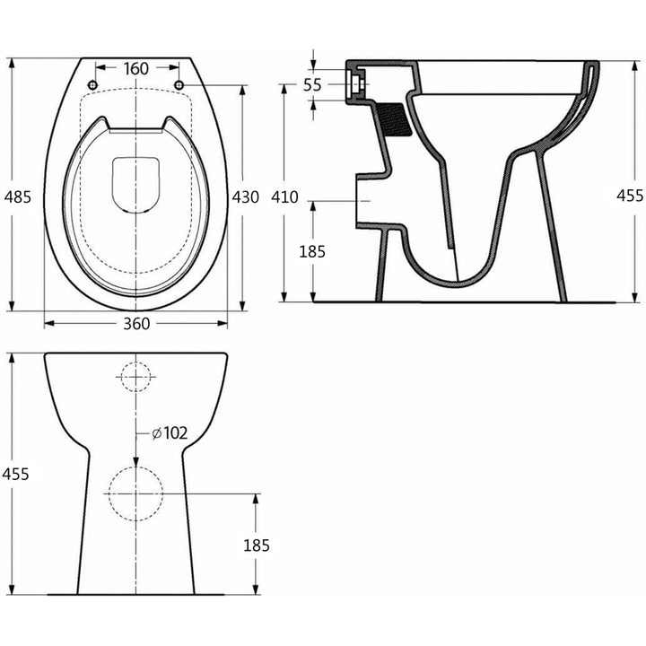 Vas Wc Fără Ramă, Închidere Silențioasă, + 7 Cm, , Ceramică