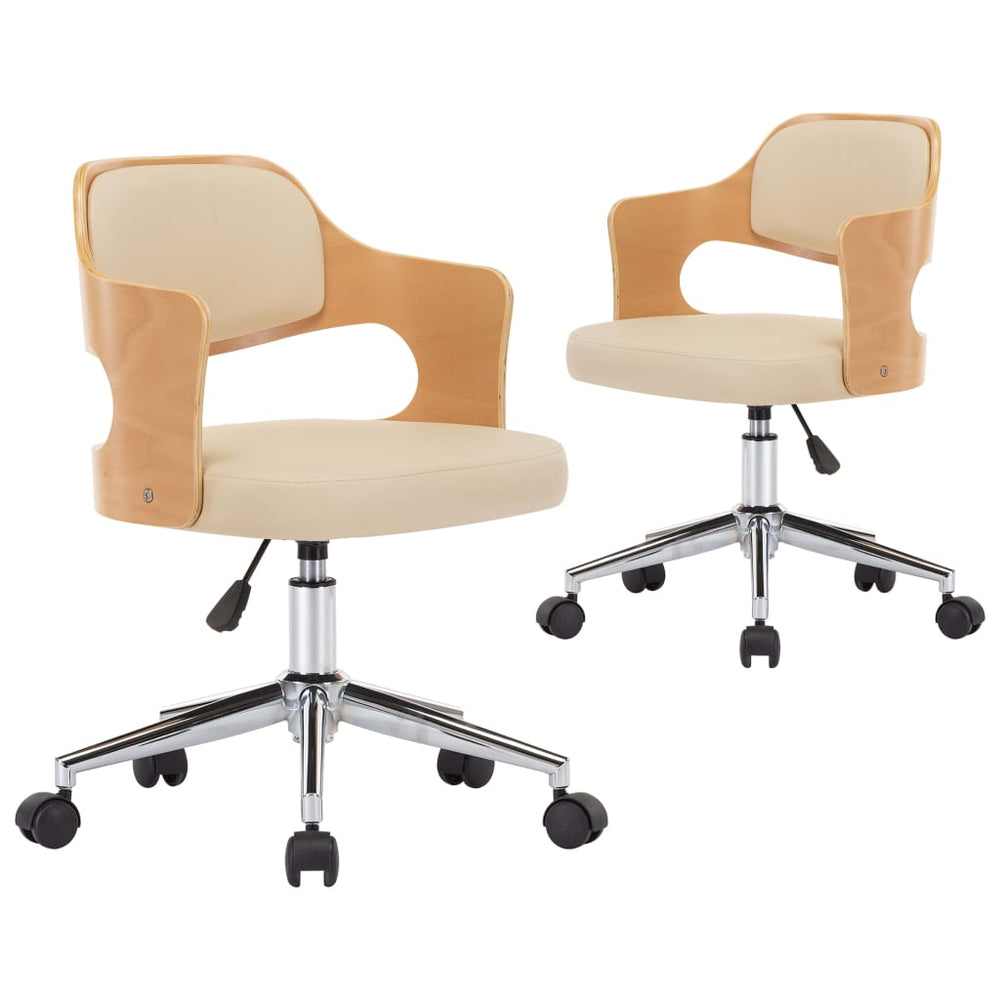 Scaune Pivotante De Masă, 2 Buc., , Lemn Curbat & Piele Eco