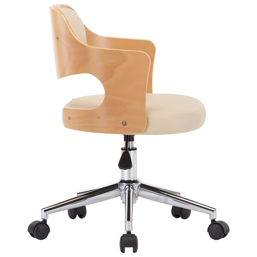 Scaune Pivotante De Masă, 2 Buc., , Lemn Curbat & Piele Eco