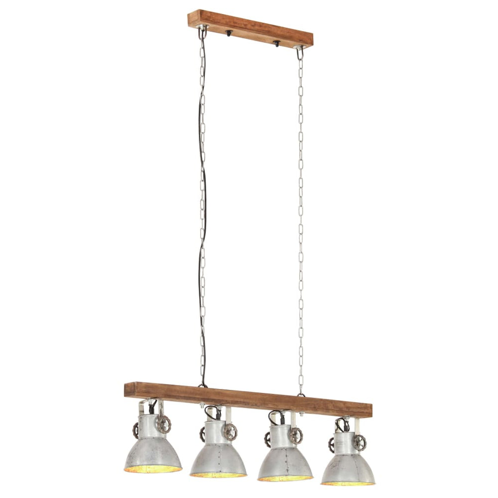 Lampă Suspendată Industrială, Argintiu, Lemn De Mango, E27