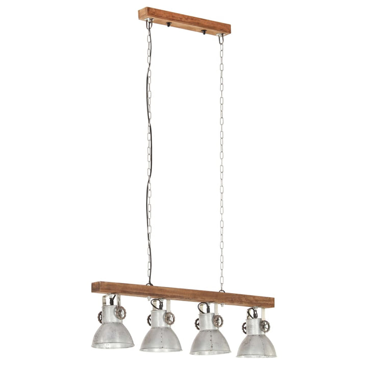 Lampă Suspendată Industrială, Argintiu, Lemn De Mango, E27