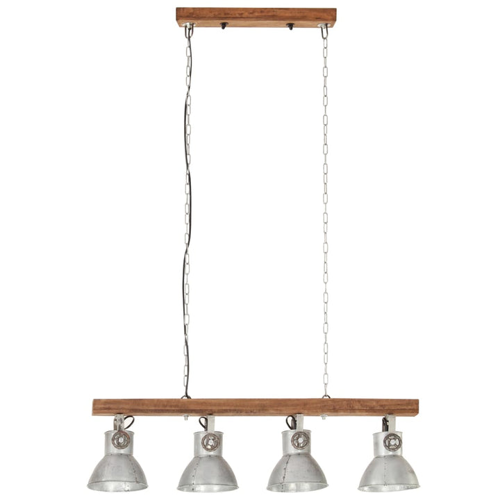 Lampă Suspendată Industrială, Argintiu, Lemn De Mango, E27