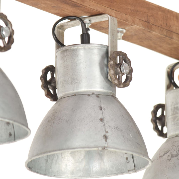Lampă Suspendată Industrială, Argintiu, Lemn De Mango, E27