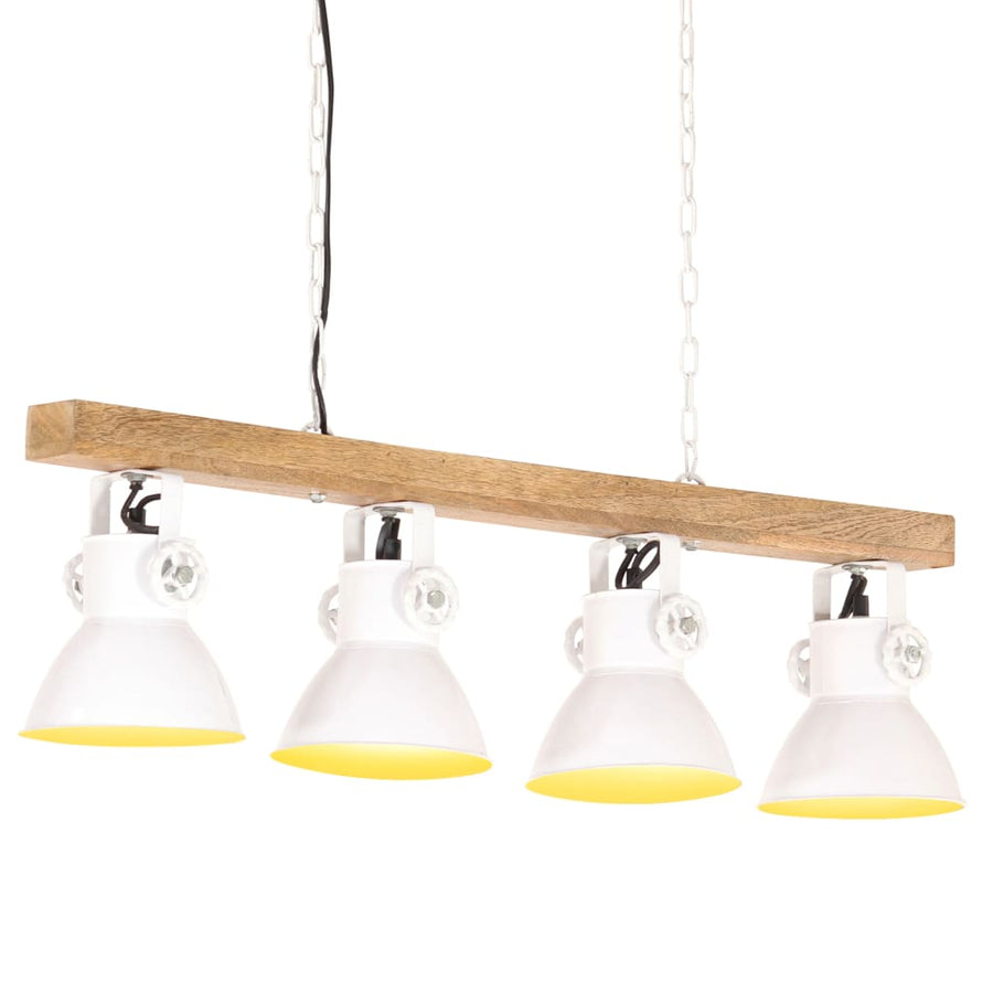 Lampă Suspendată Industrială, Alb, Lemn De Mango, E27