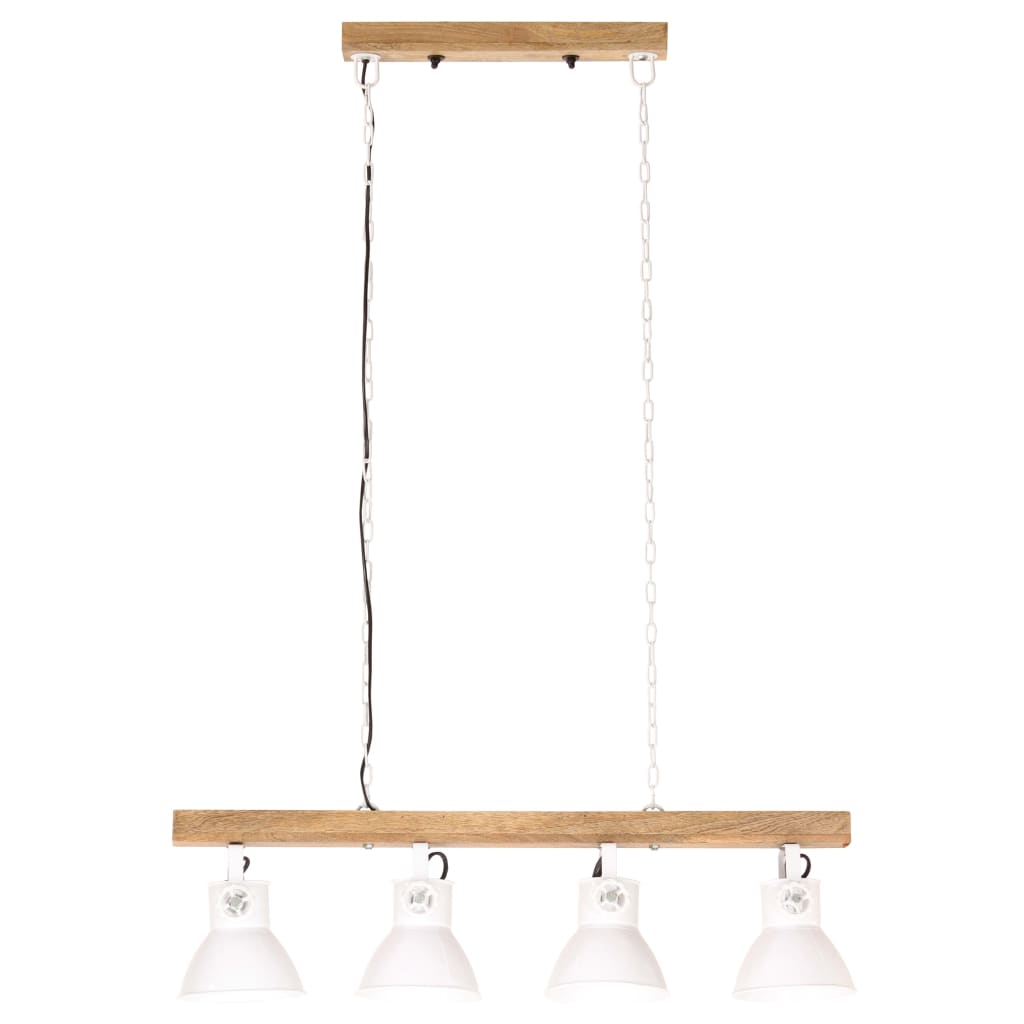 Lampă Suspendată Industrială, Alb, Lemn De Mango, E27
