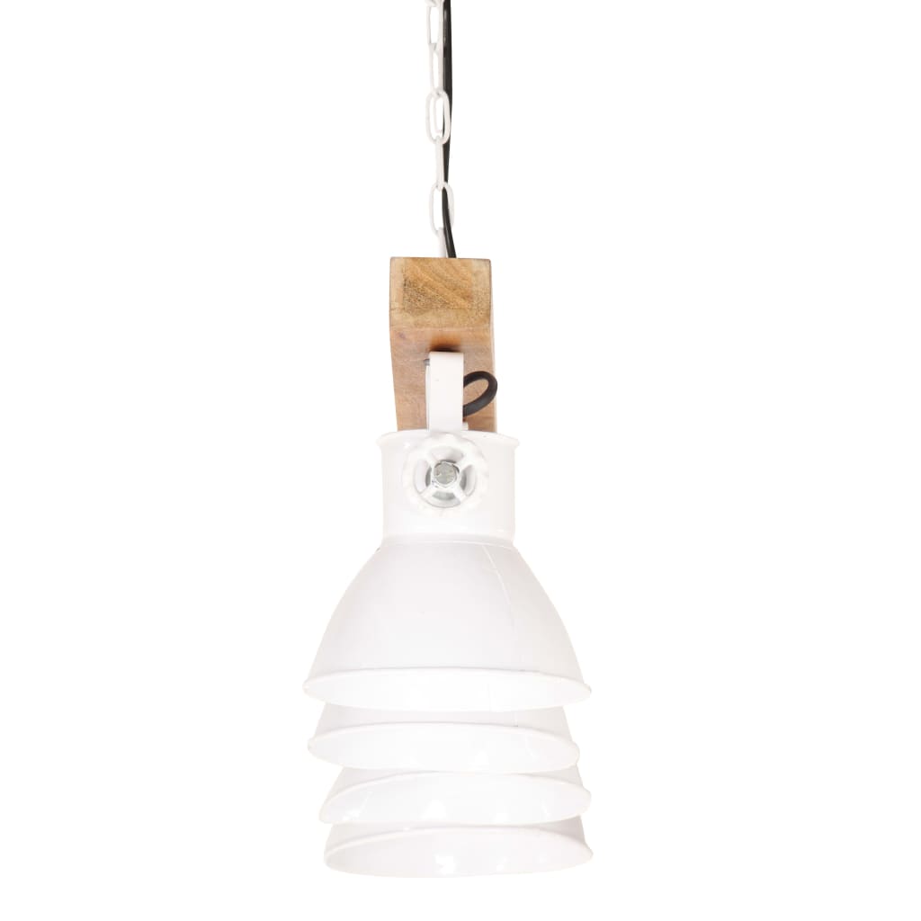 Lampă Suspendată Industrială, Alb, Lemn De Mango, E27