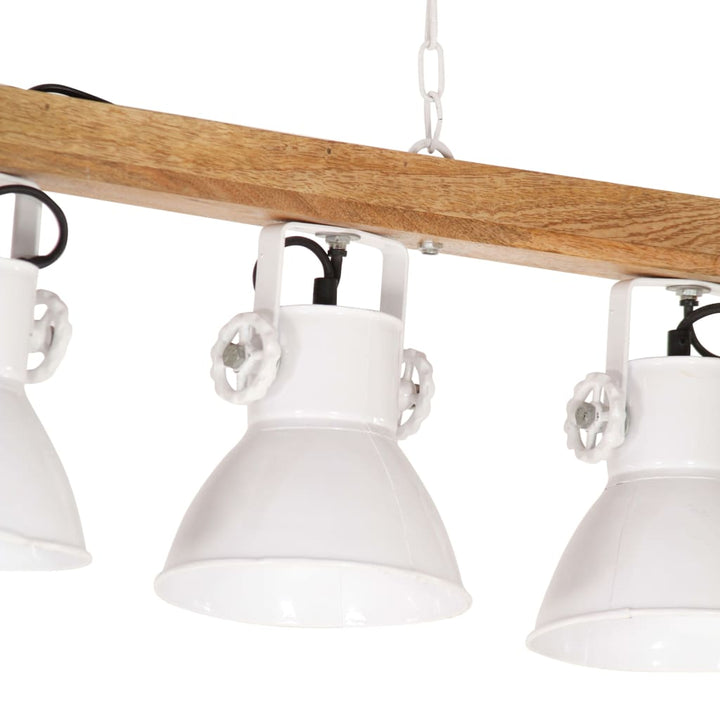 Lampă Suspendată Industrială, Alb, Lemn De Mango, E27