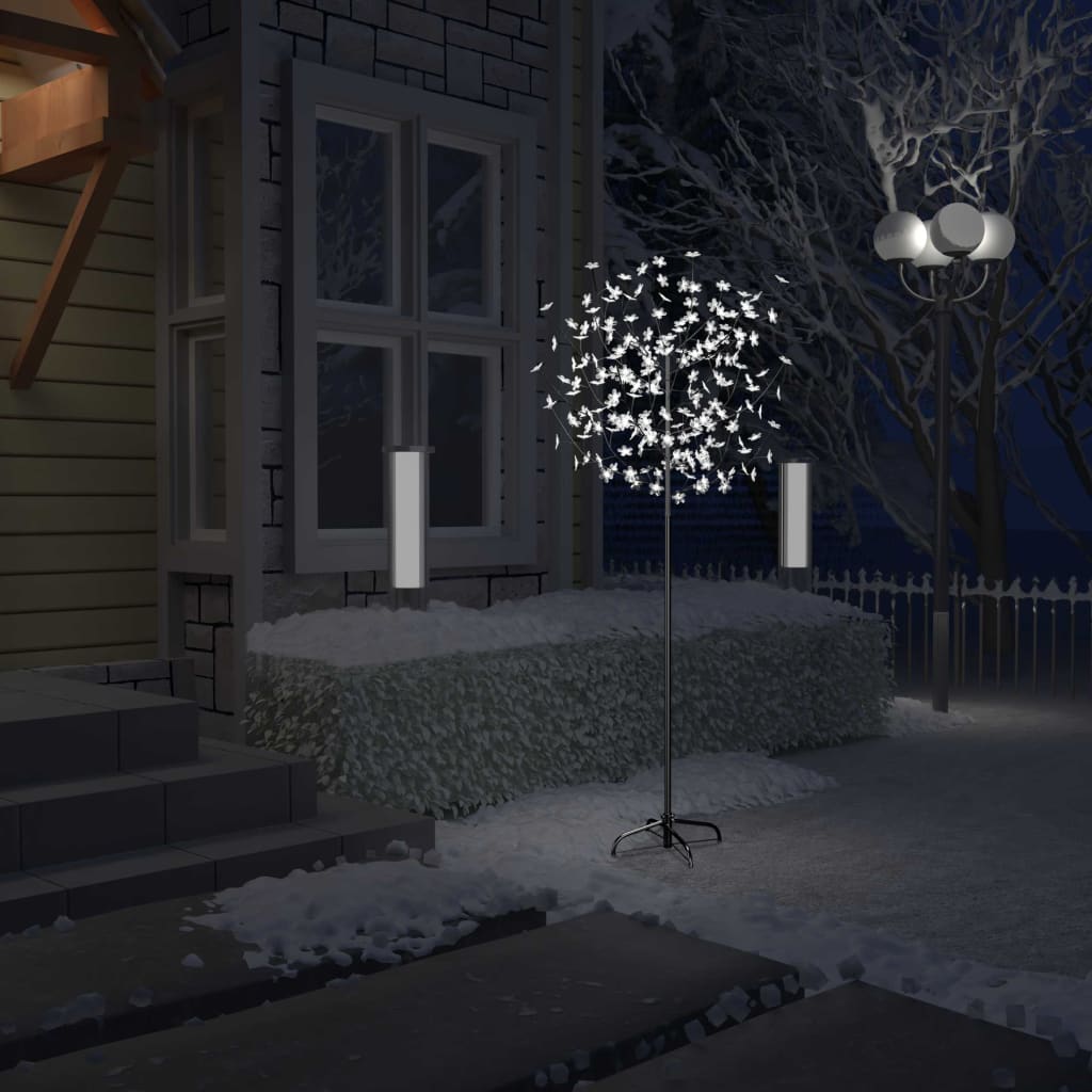 Pom Crăciun, 2000 Led-Uri Lumină Albastră Flori De Cireș