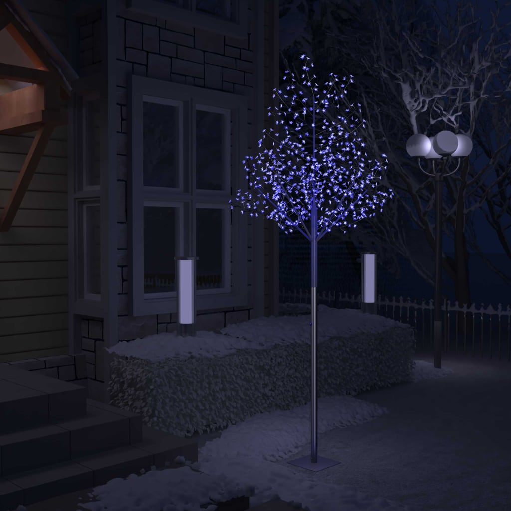 Pom Crăciun, 2000 Led-Uri Lumină Albastră Flori De Cireș