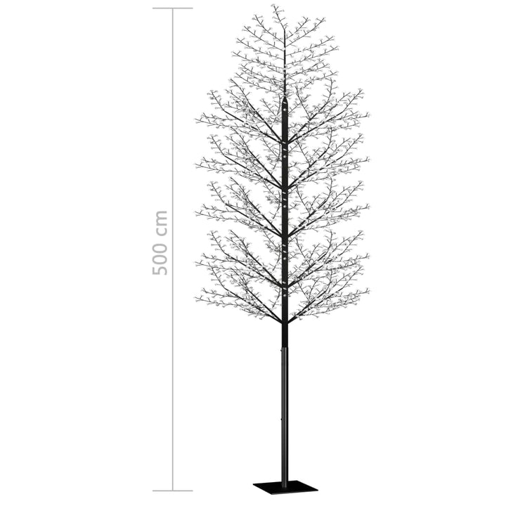 Pom Crăciun, 2000 Led-Uri Lumină Albastră Flori De Cireș