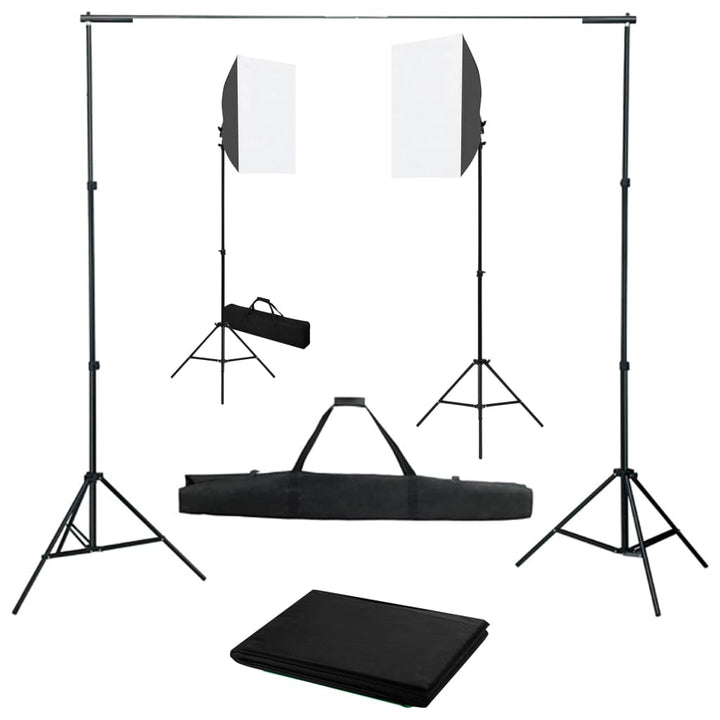 Kit Studio Foto Cu Lumini Softbox Și Fundal