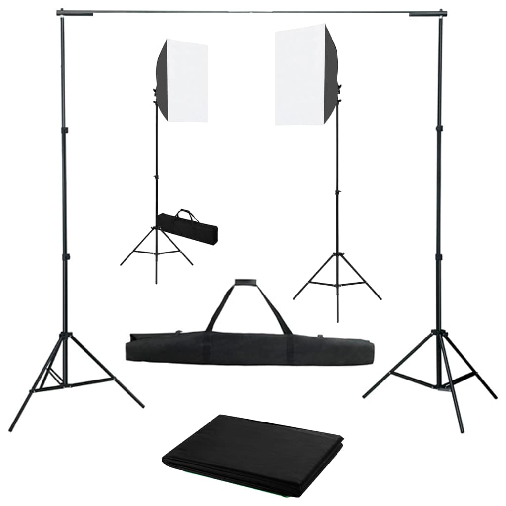 Kit Studio Foto Cu Lumini Softbox Și Fundal