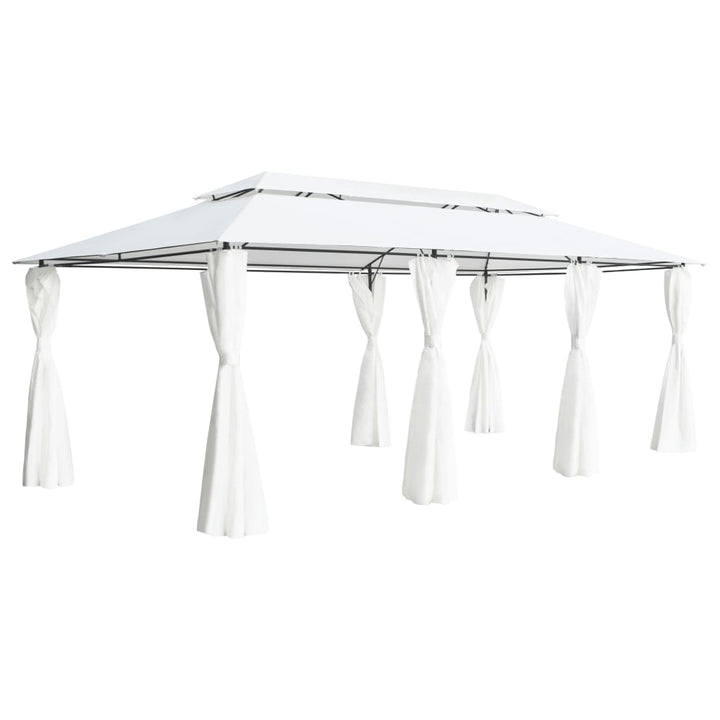 Pavilion Cu Perdele, Alb, 600 X 298 X 270 Cm, 180G/M²