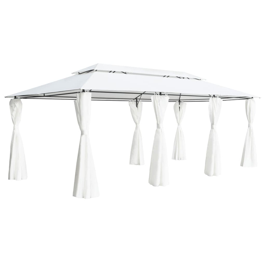 Pavilion Cu Perdele, Alb, 600 X 298 X 270 Cm, 180G/M²