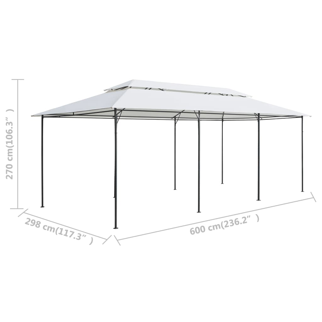 Pavilion Cu Perdele, Alb, 600 X 298 X 270 Cm, 180G/M²