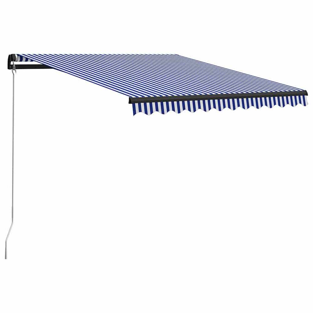 Copertină Retractabilă Manual Cu Led, Albastru/Alb, 350X250 Cm