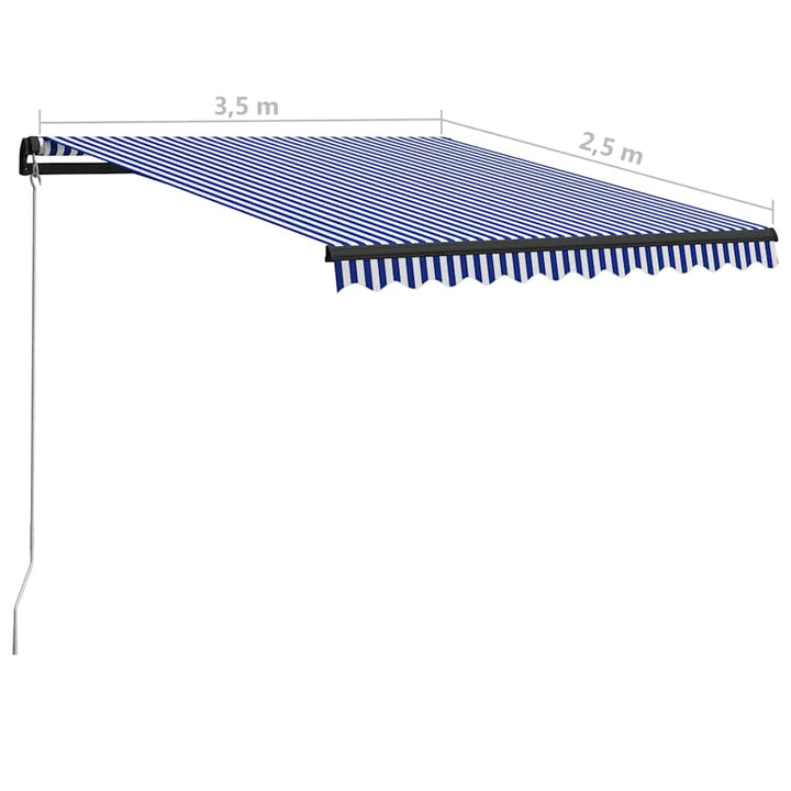 Copertină Retractabilă Manual Cu Led, Albastru/Alb, 350X250 Cm