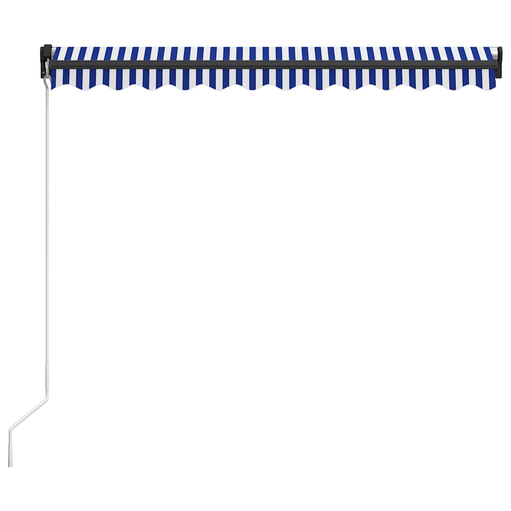 Copertină Retractabilă Manual Cu Led, Albastru/Alb, 350X250 Cm
